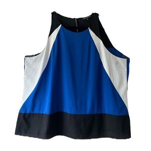 2/$10!! Addition Elle block colour tank top blouse in blue white black sz 20